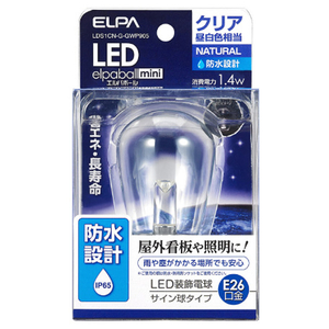 エルパ LED電球 E26口金 全光束60lm(1．4Wサイン球タイプ) クリア昼白色相当 LDS1CN-G-GWP905-イメージ1