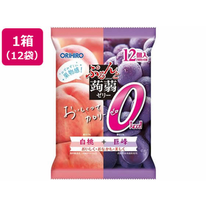 オリヒロ ぷるんと蒟蒻ゼリーパウチ カロリーゼロ白桃+巨峰12個×12 FC482SA-イメージ1
