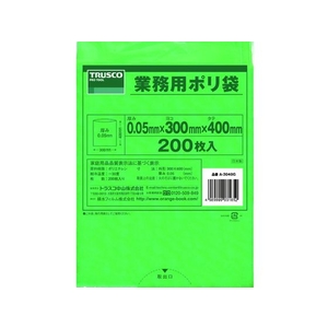 トラスコ中山 TRUSCO 小型ポリ袋 縦400×横300×t0.05 緑 200枚入 FC996GU-3620808-イメージ1