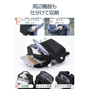 エレコム バックパック 14インチ ポリエステル ブラック ZSB-BP01P14BK-イメージ4