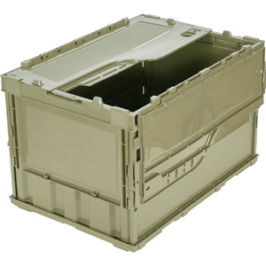 トラスコ オリコン 薄型折りたたみコンテナ ５０Ｌ ロックフタ付 ＯＤ色 食品衛生法適合（ポジティブリスト適合） TR-C50B-OD-イメージ2