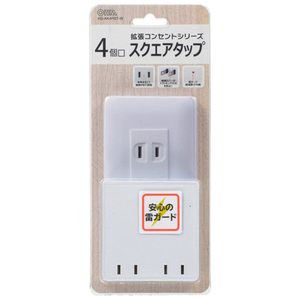 オーム電機 スクエアタップ 雷ガード 4個口 ホワイト HS-AK4PBT-W-イメージ2