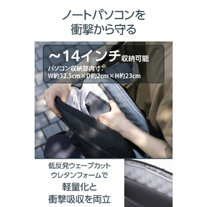 エレコム メッセンジャーバッグ 14インチ ポリエステル ブラック ZSB-SB01P14BK-イメージ3