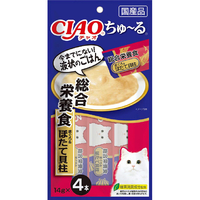 いなばペットフード CIAO ちゅ～る 総合栄養食 まぐろ&ほたて貝柱 14g×4本 ﾁﾕ-ﾙｿｳｺﾞｳｴｲﾖｳﾏｸﾞﾛﾎﾀﾃ14GX4