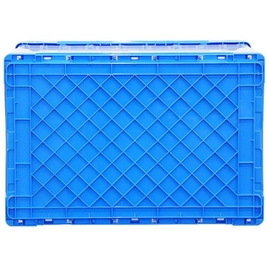 三甲 フタ一体型折畳コンテナー 558960 サンクレットオリコンF51B透明ブルー FC893GZ-8188790-イメージ3