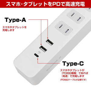 エスコ 100V/14A×2mテーブルタップ USBポート FCJ476H-EA815GL-24-イメージ2