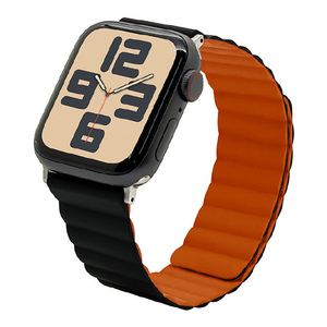 ラスタバナナ Apple Watch 4-10/SE1-2 38/40/41/42(10のみ)mm用マグネットシリコンバンド ブラック*オレンジ RBLAWM4007BKOR-イメージ1