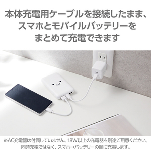 エレコム 薄型コンパクトモバイルバッテリー(10000mAh/20W/C×1+A×2) しろちゃん DE-C44-10000WF-イメージ6