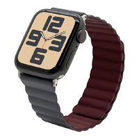 ラスタバナナ Apple Watch 4-10/SE1-2 38/40/41/42(10のみ)mm用マグネットシリコンバンド グレー*ワインレッド RBLAWM4007GRYRD