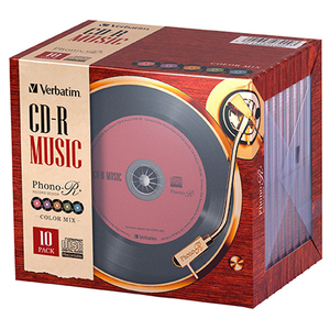 Verbatim シックなカラーのレコードデザイン音楽用CD レコードデザインPhono-R 10枚組 AR80FHX10V7-イメージ1