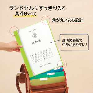 プラス 通知表ファイル ヨコ入れ 10ポケット A4 グリーン FCJ516C-FL-198GD/79-972-イメージ5