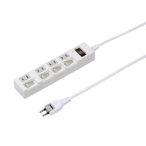 ヤザワ 個別集中スイッチ付節電タップ4個口1m ホワイト Y02BKS451WH-イメージ1