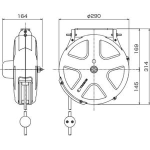 エスコ AC125V/6A×10m コードリール(自動巻) FCJ451M-EA815SS-6A-イメージ6