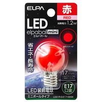 エルパ LED電球 E17口金 1．2W装飾電球 ミニボールタイプ 赤色 elpaball mini LDG1R-G-E17-G244