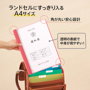 プラス 通知表ファイル ヨコ入れ 10ポケット A4 レッド FCJ518C-FL-198GD/79-974-イメージ5