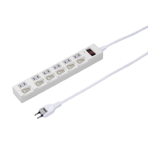 ヤザワ 個別集中スイッチ付節電タップ6個口1m ホワイト Y02BKS671WH-イメージ1