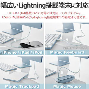 エレコム USB-C(TM) to Lightningケーブル(スタンダード)(1．0m) ブルー U2C-APCL10BU-イメージ5