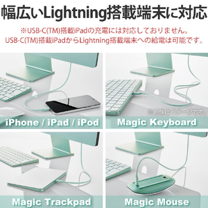 エレコム USB-C(TM) to Lightningケーブル(スタンダード)(1．0m) グリーン U2C-APCL10GN-イメージ5
