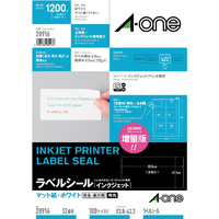 エーワン A4判 インクジェットプリンタラベル 12面 100シート(1,200片)入り A-ONE.28916