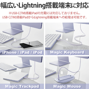 エレコム USB-C(TM) to Lightningケーブル(スタンダード)(1．0m) パープル U2C-APCL10PU-イメージ5