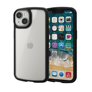 エレコム iPhone 14/13用TOUGH SLIM LITE フレームカラー シルキークリア ブラック PM-A22ATSLFCSBK-イメージ1