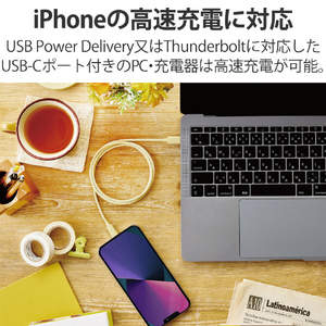 エレコム USB-C(TM) to Lightningケーブル(スタンダード)(1．0m) イエロー U2C-APCL10YL-イメージ6