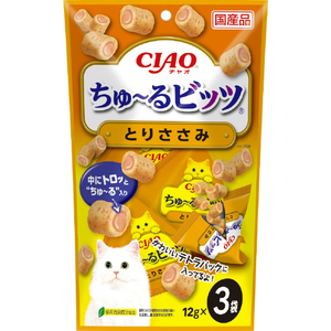 イナバショクヒン CIAO ちゅーるビッツ とりささみ 12g×3袋 ﾁﾕ-ﾙﾋﾞﾂﾂﾄﾘｻｻﾐ3P-イメージ1