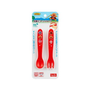 レック アンパンマン 抗菌 スプーン・フォーク レッド FC711YN-A00268-イメージ1