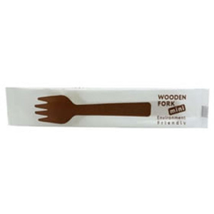 大和物産 木製 紙完封 ミニフォーク 100本×48袋 FCE639A-065174-イメージ2