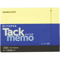 コクヨ タックメモ ノートタイプ 75×100mm 黄 100枚 F875192-ﾒ-1000-Y