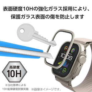 エレコム Apple Watch Ultra 2/Ultra(49mm)用ガラスフィルム アルミフレーム/高透明/治具付 シルバー AW-23CFLGFALSV-イメージ5