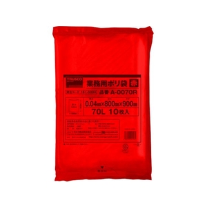トラスコ中山 業務用ポリ袋 厚み0.04×70L 赤 10枚入 FC946GG-1610394-イメージ1