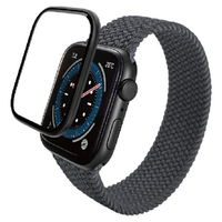 エレコム Apple Watch SE (第2世代)/SE/Series 6/5/4(44mm)用ガラスフィルム アルミフレーム/高透明/治具付 ブラック AW-23DFLGFALBK