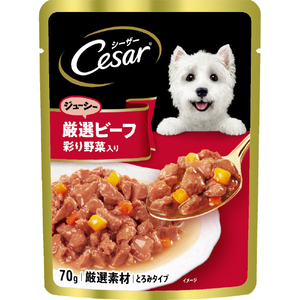 マースジャパンリミテッド シーザー ジューシー厳選ビーフ 彩り野菜入り(70g) ｼ-ｻﾞ-ｹﾞﾝｾﾝﾋﾞ-ﾌｲﾘﾔｻｲｲﾘ70G-イメージ1