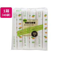 大和物産 紙完封植林材元禄箸 楊枝無 100膳×40袋 FCE641A-20034