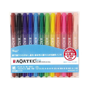 寺西化学工業 アクアテックスリム 細・極細書き両用 12色セット FCU1767-MAQ70C-12-イメージ1