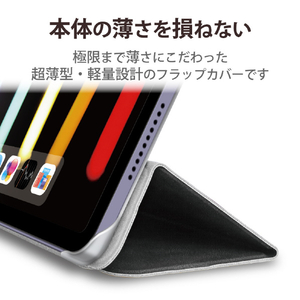 エレコム iPad mini 第6世代用手帳型/背面クリア/ソフトレザー/2アングル ブラック TB-A21SWV2BK-イメージ4