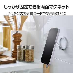 エレコム MAGKEEP スマートフォン用 両面マグネットスタンド シルバー P-DSCMPWM01SV-イメージ3
