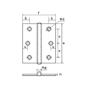 フジテック ジャパン カラー丁番 袋入り(2枚)・厚口64mm・ゴールド FC039KV-1248636-イメージ2