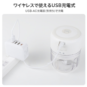 グリーンハウス 電動フードチョッパー GREENHOUSE ホワイト GH-FC25A-WH-イメージ9