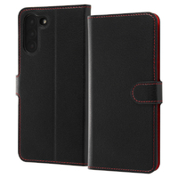レイアウト Galaxy S21+ 5G用耐衝撃 手帳型ケース シンプル マグネット ブラック/レッド RT-GS21PELC1/BR