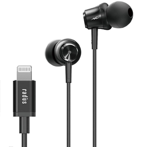 ラディウス Lightningイヤホン Inner Ear Headphones with Lightning ブラック HP-NEL11K-イメージ1