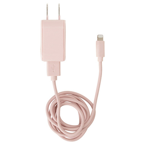 クオリティトラストジャパン USB-A×2ポート スリムACアダプタ 計2．4A MFIライトニングケーブル付属(1m) ピンク QL-0201PK-イメージ1