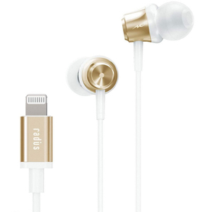 ラディウス Lightningイヤフォン Inner Ear Headphones with Lightning ゴールド HP-NEL11N ラディウス Lightningイヤフォン Inner Ear Headphones with Lightning ゴールド HP-NEL11N