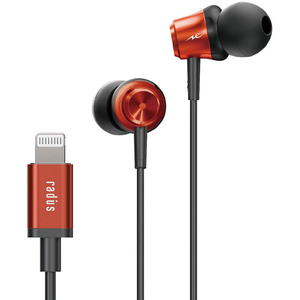 ラディウス Lightningイヤホン Inner Ear Headphones with Lightning レッド HP-NEL11R-イメージ1