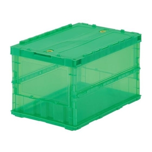 トラスコ中山 TRUSCO 薄型折畳コンテナスケルコン 50Lロックフタ付 緑 FC798GN-2073370-イメージ1