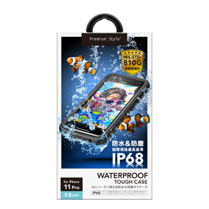 PGA iPhone 11 Pro用ウォータープルーフケース ブラック PG-19AWP01BK-イメージ2