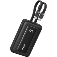 Anker Zolo Power Bank (10000mAh, 35W, Built-In Dual USB-Cケーブル) ブラック A1680N12