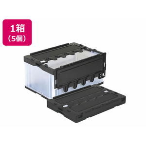 岐阜プラスチック工業 リス 折りコン 蓋有り 75L ブラック透明 5個 FCE668V-イメージ1