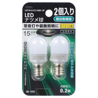 オーム電機 LEDナツメ球 E12 昼白色 2個入 LDT1N-G-E12AS91-2